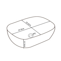 UMYWALKA NABLATOWA CERAMICZNA PROSTOKĄTNA MILO-BL-370 CZARNA MILO-BL-370