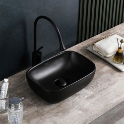 UMYWALKA NABLATOWA CERAMICZNA PROSTOKĄTNA MILO-MTB-370 CZARNA MAT MILO-MTB-370