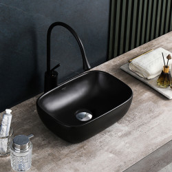 UMYWALKA NABLATOWA CERAMICZNA PROSTOKĄTNA MILO-MTB-370 CZARNA MAT MILO-MTB-370