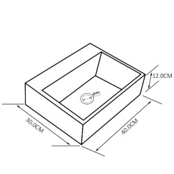 UMYWALKA NABLATOWA CERAMICZNA PROSTOKĄTNA VIVA-WH-400 BIAŁA VIVA-WH-400
