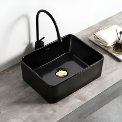 UMYWALKA NABLATOWA CERAMICZNA PROSTOKĄTNA LUXO-BL-410 CZARNY LUXO-BL-410