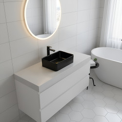 UMYWALKA NABLATOWA CERAMICZNA PROSTOKĄTNA LUXO-BL-410 CZARNY LUXO-BL-410