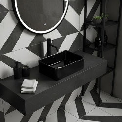 UMYWALKA NABLATOWA CERAMICZNA PROSTOKĄTNA LUXO-BL-410 CZARNY LUXO-BL-410