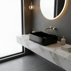 UMYWALKA NABLATOWA CERAMICZNA PROSTOKĄTNA LUXO-BL-410 CZARNY LUXO-BL-410