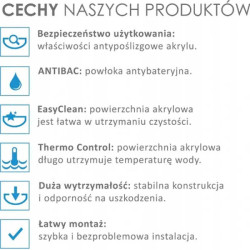 WANNA WOLNOSTOJĄCA FORTE 520B BIAŁA PRZELEW CZARNY 160x75