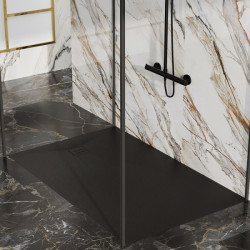 BRODZIK PRYSZNICOWY KAMIENNY PROSTOKĄTNY SLIMRIKO CZARNY 130x90 CM RIKO-BL-130X90