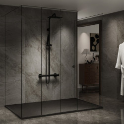BRODZIK PRYSZNICOWY KAMIENNY PROSTOKĄTNY SLIMRIKO CZARNY 130x90 CM RIKO-BL-130X90