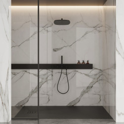 BRODZIK PRYSZNICOWY KAMIENNY PROSTOKĄTNY SLIMRIKO CZARNY 130x90 CM RIKO-BL-130X90