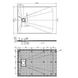 BRODZIK PRYSZNICOWY KAMIENNY PROSTOKĄTNY SLIMRIKO CZARNY 130x90 CM RIKO-BL-130X90