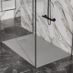 BRODZIK PRYSZNICOWY KAMIENNY PROSTOKĄTNY SLIM RIKO SZARY 90x80 CM RIKO-GR-90X80