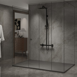 BRODZIK PRYSZNICOWY KAMIENNY PROSTOKĄTNY SLIM RIKO SZARY 90x80 CM RIKO-GR-90X80