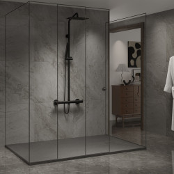 BRODZIK PRYSZNICOWY KAMIENNY PROSTOKĄTNY SLIM RIKO SZARY 90x80 CM RIKO-GR-90X80