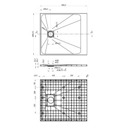 BRODZIK PRYSZNICOWY KAMIENNY PROSTOKĄTNY SLIM RIKO SZARY 90x80 CM RIKO-GR-90X80