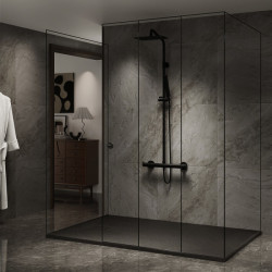 BRODZIK PRYSZNICOWY KAMIENNY PROSTOKĄTNY SLIM RIKO CZARNY 150x90 CM RIKO-BL-150X90
