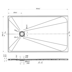 BRODZIK PRYSZNICOWY KAMIENNY PROSTOKĄTNY SLIM RIKO CZARNY 150x90 CM RIKO-BL-150X90