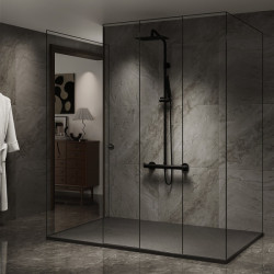 BRODZIK PRYSZNICOWY KAMIENNY PROSTOKĄTNY SLIM RIKO CZARNY 150x80 CM RIKO-BL-150X80