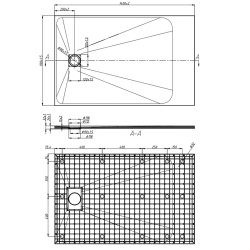 BRODZIK PRYSZNICOWY KAMIENNY PROSTOKĄTNY SLIM RIKO CZARNY 140x90 CM RIKO-BL-140X90