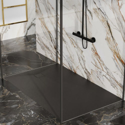 BRODZIK PRYSZNICOWY KAMIENNY PROSTOKĄTNY SLIM RIKO CZARNY 130x80 CM RIKO-BL-130X80