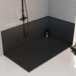BRODZIK PRYSZNICOWY KAMIENNY PROSTOKĄTNY SLIM RIKO CZARNY 130x80 CM RIKO-BL-130X80