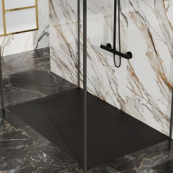 BRODZIK PRYSZNICOWY KAMIENNY PROSTOKĄTNY SLIM RIKO CZARNY 120x90 CM RIKO-BL-120X90