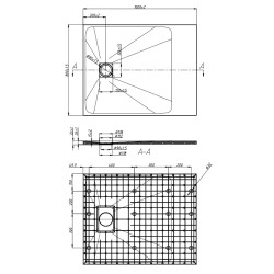 BRODZIK PRYSZNICOWY KAMIENNY PROSTOKĄTNY SLIM RIKO CZARNY 100x80 CM RIKO-BL-100X80
