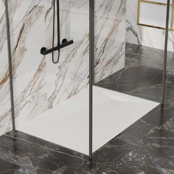 BRODZIK PRYSZNICOWY KAMIENNY PROSTOKĄTNY SLIM RIKO BIAŁY 140x90 CM RIKO-WH-140X90