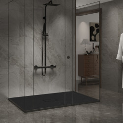 BRODZIK PRYSZNICOWY KAMIENNY PROSTOKĄTNY SLIM JUKO CZARNY 120x100 CM JUKO-BL-120X100