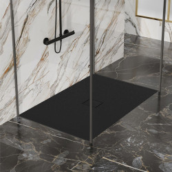 BRODZIK PRYSZNICOWY KAMIENNY PROSTOKĄTNY SLIM JUKO CZARNY 120x100 CM JUKO-BL-120X100