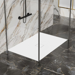 BRODZIK PRYSZNICOWY KAMIENNY PROSTOKĄTNY SLIM JUKO BIAŁY 120x100 CM JUKO-WH-120X100