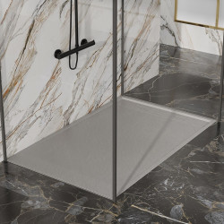 BRODZIK PRYSZNICOWY KAMIENNY PROSTOKĄTNY SLIM DEKO SZARY 100x80 CM DEKO-GR-100X80
