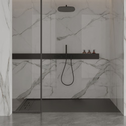 BRODZIK PRYSZNICOWY KAMIENNY PROSTOKĄTNY SLIM DEKO CZARNY 150x90 CM DEKO-BL-150X90