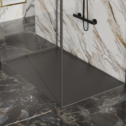 BRODZIK PRYSZNICOWY KAMIENNY PROSTOKĄTNY SLIM DEKO CZARNY 120x90 CM DEKO-BL-120X90