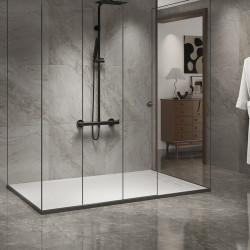BRODZIK PRYSZNICOWY KAMIENNY PROSTOKĄTNY SLIM DEKO BIAŁY 90x80 CM DEKO-WH-90X80