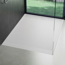 BRODZIK PRYSZNICOWY KAMIENNY PROSTOKĄTNY SLIM DEKO BIAŁY 90x80 CM DEKO-WH-90X80