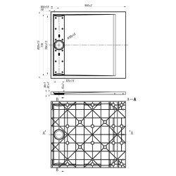 BRODZIK PRYSZNICOWY KAMIENNY PROSTOKĄTNY SLIM DEKO BIAŁY 90x80 CM DEKO-WH-90X80