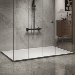 BRODZIK PRYSZNICOWY KAMIENNY PROSTOKĄTNY SLIM DEKO BIAŁY 100x80 CM DEKO-WH-100X80