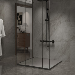 BRODZIK PRYSZNICOWY KAMIENNY KWADRATOWY SLIM RIKO SZARY 80x80 CM RIKO-GR-80