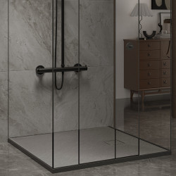 BRODZIK PRYSZNICOWY KAMIENNY KWADRATOWY SLIM RIKO SZARY 80x80 CM RIKO-GR-80