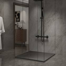 BRODZIK PRYSZNICOWY KAMIENNY KWADRATOWY SLIM RIKO CZARNY 80x80 CM RIKO-BL-80