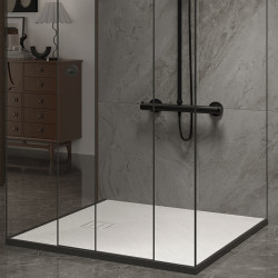 BRODZIK PRYSZNICOWY KAMIENNY KWADRATOWY SLIM RIKO BIAŁY 80x80 CM RIKO-WH-80