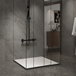 BRODZIK PRYSZNICOWY KAMIENNY KWADRATOWY SLIM RIKO BIAŁY 80x80 CM RIKO-WH-80