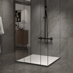BRODZIK PRYSZNICOWY KAMIENNY KWADRATOWY SLIM RIKO BIAŁY 80x80 CM RIKO-WH-80