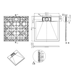BRODZIK PRYSZNICOWY KAMIENNY KWADRATOWY SLIM MIKO CZARNY 80x80 CM MIKO-BL-80