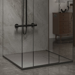 BRODZIK PRYSZNICOWY KAMIENNY KWADRATOWY SLIM JUKO SZARY 90x90 CM JUKO-GR-90