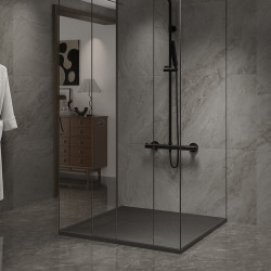 BRODZIK PRYSZNICOWY KAMIENNY KWADRATOWY SLIM JUKO CZARNY 90x90 CM JUKO-BL-90