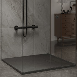 BRODZIK PRYSZNICOWY KAMIENNY KWADRATOWY SLIM JUKO CZARNY 80x80 CM JUKO-BL-80