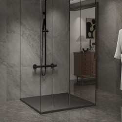BRODZIK PRYSZNICOWY KAMIENNY KWADRATOWY SLIM JUKO CZARNY 80x80 CM JUKO-BL-80