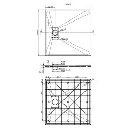 BRODZIK PRYSZNICOWY KAMIENNY KWADRATOWY SLIM JUKO BIAŁY 90x90 CM JUKO-WH-90