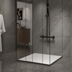 BRODZIK PRYSZNICOWY KAMIENNY KWADRATOWY SLIM JUKO BIAŁY 80x80 CM JUKO-WH-80