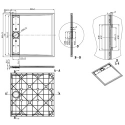 BRODZIK PRYSZNICOWY KAMIENNY KWADRATOWY SLIM DEKO SZARY 80x80 CM DEKO-GR-80